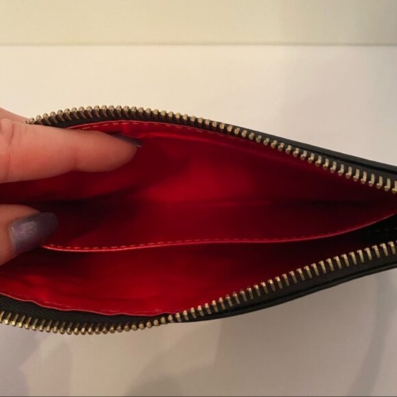 DOONEY & BOURKE WRISTLET BAG SIGNATURE DB LOGO BLACK BROWN LARGE SLIM ZIP TOP - Picture 11 of 11